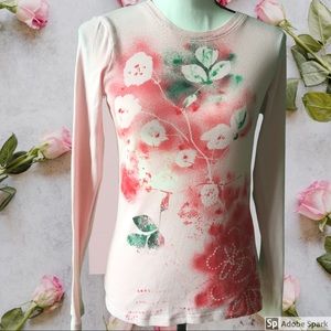 Barbie Blush pink red rose flower cotton shirt top stripe